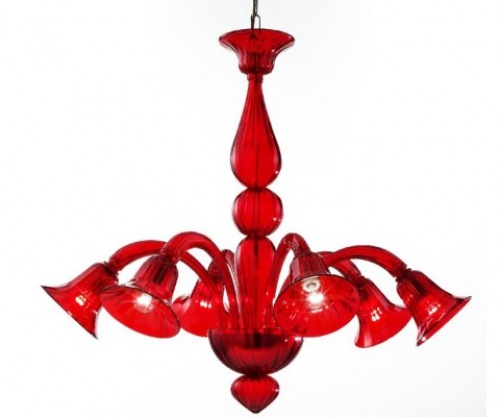 lampadario Murano rosso